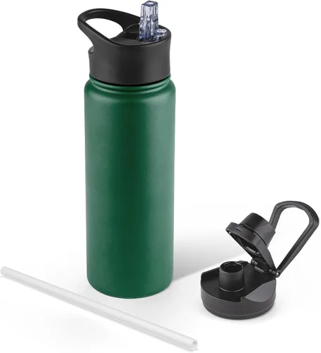 Miniatura 13 de Botella de agua aislada de 64 onzas con tapas de pajita y boquilla, jarra de agua de acero inoxidable de medio galón con mango de paracord, vacío
