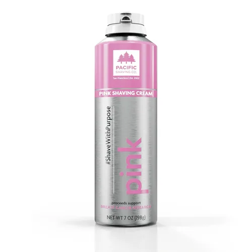 Pacific Shaving Company Pink Shaving Cream - Crema de afeitar colorida espumosa - Crema de afeitar hidratante, reductora del enrojecimiento + crema