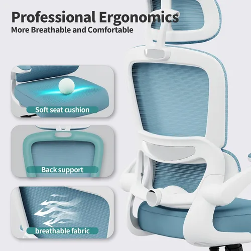 Miniatura 3 de TRALT Silla de Oficina Ergonómica de Escritorio, 330 LBS Sillas de Escritorio de Oficina de Malla para el Hogar con Ruedas, Silla Gaming Cómoda