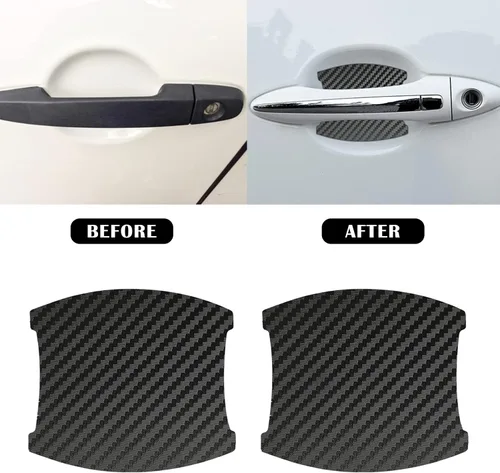 Miniatura 3 de kingsea 4 protectores de arañazos para manija de puerta de automóvil, textura magnética extraíble de fibra de carbono 3D, textura de fibra