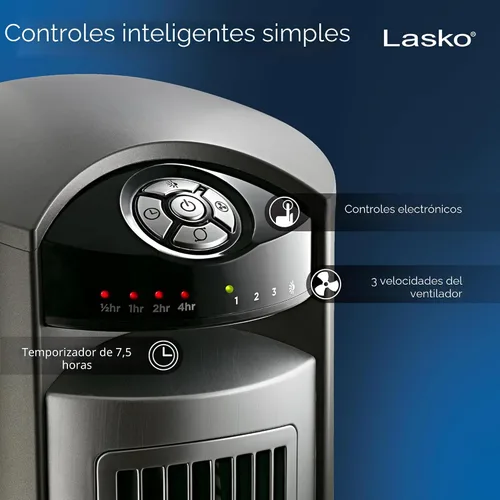 Miniatura 3 de Lasko Ventilador de torre oscilante con control remoto, ventiladores de piso silenciosos para dormitorio, 42 pulgadas, plateado T42951 Plata T42951
