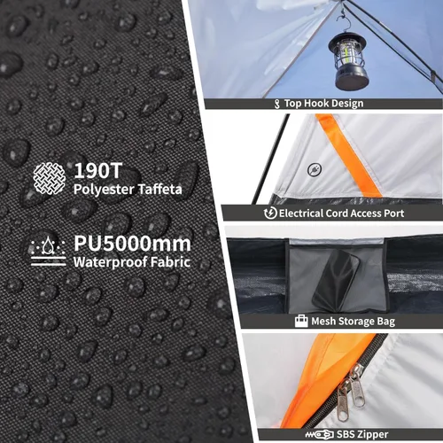 Miniatura 5 de EchoSmile 2/4 Person Camping Tent, Lightweight Dome Family Tent with Rainfly, Easy Setup, Waterproof & Windproof Outdoor Shelter for Group Hiking