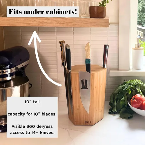 Miniatura 4 de 360KnifeBlock® - El 360KB™ (bambú) Bloque magnético giratorio para cuchillos de 25 cm de alto SeriousEats/Food&Wine MEJOR Bloque universal