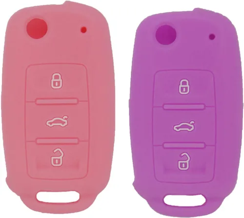 Miniatura 9 de 2 piezas de goma de silicona suave para llavero de coche VW Volkswagen Jetta GTI Passat Golf Tiguan Touareg Beetle CC Eos, azul y rosa