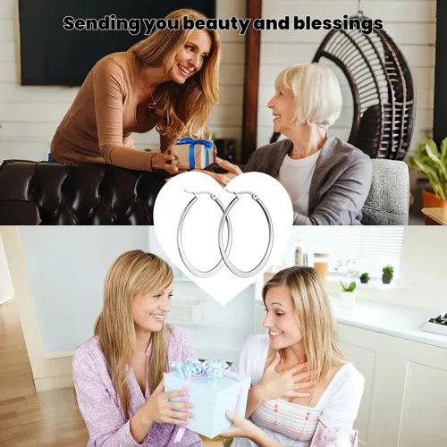Miniatura 6 de Aretes de aro ovalados dorados y plateados para mujer, grandes, grandes, para uso diario, diseño de gota de agua, idea de regalo para madre y mejor