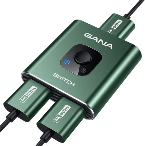 Miniatura 10 de Conmutador HDMI 4k@60hz divisor, GANA conmutador HDMI bidireccional de aluminio 2 en 1 salida, Hub HDMI manual compatible con HD, compatible