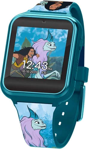 Accutime Disney Raya the Last Dragon - Reloj inteligente educativo con pantalla táctil para niños niñas niños pequeños - Cámara para selfie juegos