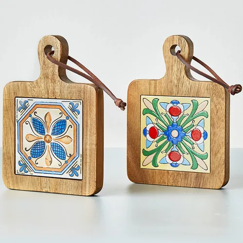 Miniatura 7 de Tapete para ollas de madera natural, antiquemaduras, posavasos para ollas de té caliente y sartenes, accesorios de encimera de cocina (C)