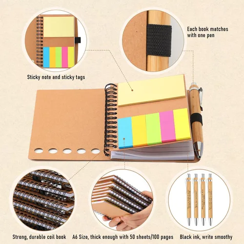 Miniatura 4 de Resurhang Juego de 40 regalos para la semana de la enfermera, regalo inspirador a granel, cuaderno de papel kraft en espiral a granel con nota