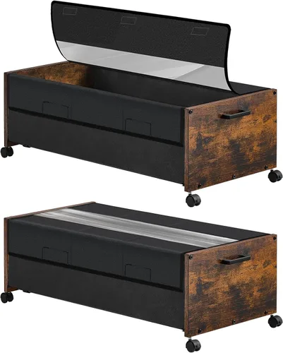 Miniatura 8 de FOUCSSOMEI Almacenamiento debajo de la cama con ruedas, contenedores de almacenamiento debajo de la cama, cajones debajo de la cama con marco