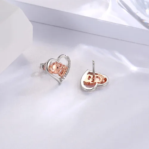 Miniatura 5 de Aretes de plata de ley con corazón para niñas perro, elefante, vaca, caballo hipoalergénico, animal y niña, aretes de corazón para cumpleaños