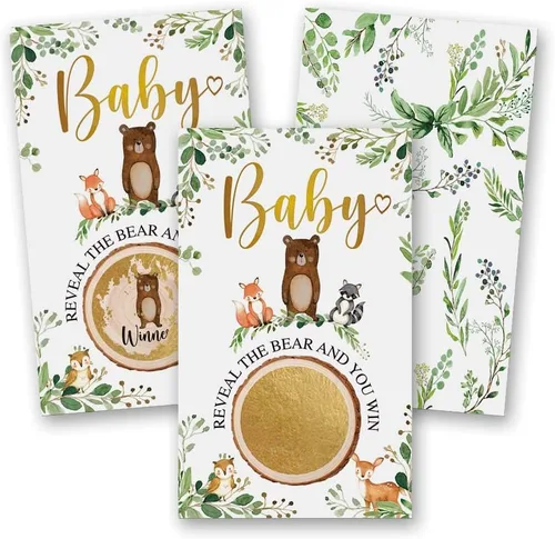 Juego de 50 piezas para raspar para baby shower, juego decorativo de baby shower, juego decorativo para baby shower, juego de rifas impresas,