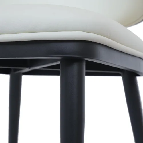 Miniatura 8 de Juego de 2 sillas de comedor modernas, tapizadas, respaldo alto, piel sintética, silla de cocina, sin brazos y patas de metal para sala de estar