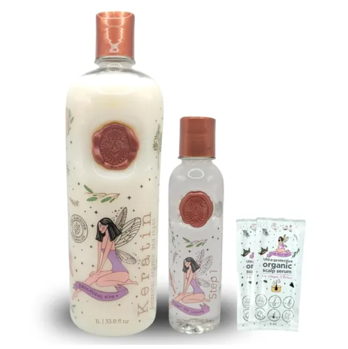 MAIKE AMOUR Keratina Organica 1 LITRO - 12 Aceites Naturales y Aminoácidos para brillo, suavidad y nutrición. | Queratina orgánica SIN Formol SIN