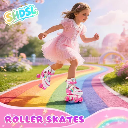 Miniatura 5 de SHDSL Patines de ruedas para niñas para niños principiantes 4 tamaños ajustables, patines de ruedas iluminados con 8 ruedas para niñas, patines