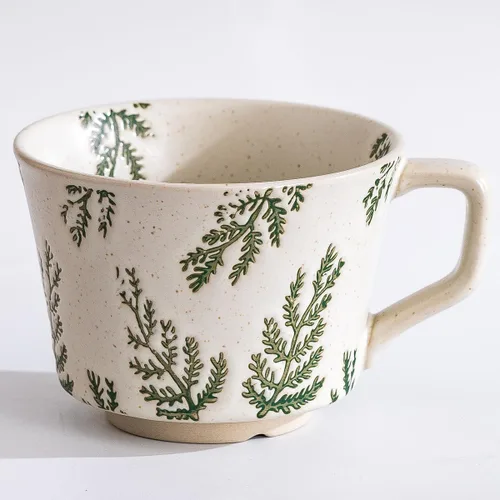 Miniatura 10 de Taza de cerámica, 11 oz - Tazas vintage para café, leche, café con leche, capuchino, té, tazas de porcelana aptas para lavavajillas, microondas