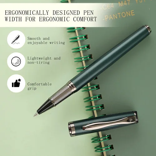Miniatura 5 de Bolígrafo de tinta líquida con cuerpo de metal de lujo, diseño elegante y escritura suave, bolígrafo de regalo con estuche para hombres y mujeres, 2