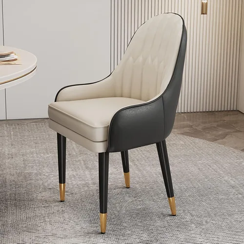 Miniatura 24 de Sillas de comedor modernas, sillas de comedor tapizadas de piel sintética de mediados de siglo, sillas auxiliares de ocio con patas de metal para 15