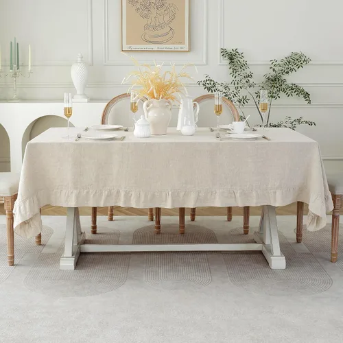 Miniatura 53 de Linen World - Mantel de lino de otoño de 55 x 55 pulgadas, mantel rectangular lavable de lino francés para comedor, al aire libre, bodas