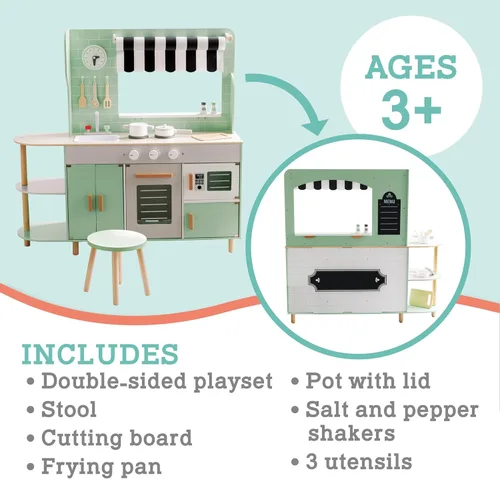 Miniatura 3 de MindWare Play Kitchen Café – Juego único 2 en 1 con cocina en un lado y café en el otro – Juego de simulación para niños a partir de 3 años