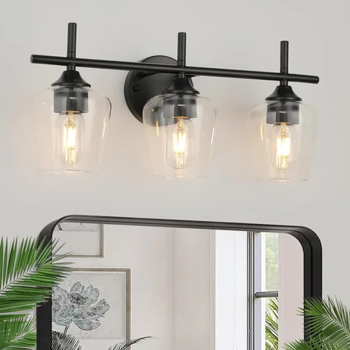 Miniatura 9 de Accesorios de luz de baño de 2 luces, Luz de tocador moderna negra, Lámpara de pared de baño para espejo, cocina, dormitorio, pasillo, sala