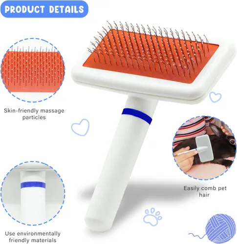 Miniatura 4 de Kit de aseo para mascotas con cepillo deslizante, cepillo de guante de masaje de baño, peine de desprendimiento de mascotas, cortaúñas, juego de 6