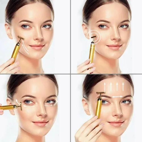 Miniatura 2 de Beauty Bar - Masajeador facial de 24 quilates, masaje facial eléctrico en forma de T, herramientas de elevación reafirmante para pieles sensibles