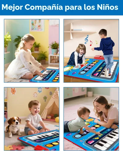 Miniatura 5 de Juguetes para niños de 1 año, tapete musical para bebé con piano y tambor, volumen ajustable, juguetes para niños de 12 a 18 meses, regalos