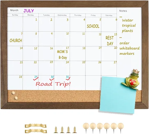 Miniatura 12 de Calendario de borrado en seco para pared, pizarra magnética de borrado en seco de 13 x 17 pulgadas, pizarra de borrado en seco y tablero de Blanco