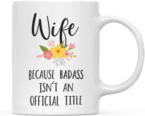 Miniatura 19 de Andaz Press Taza de café de 11 onzas, regalo de broma, tía porque Badass no es un título oficial, gráfico floral, 1 paquete