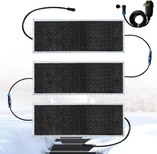 Alfombrillas térmicas para derretir nieve al aire libre, alfombrilla de goma térmica antideslizante de 10" x 30" para hielo, velocidad de