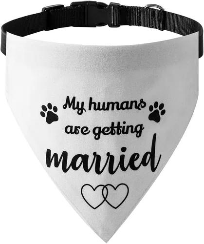 Miniatura 18 de El mejor collar de bandana de boda para perro, bandana de compromiso ajustable para mascotas con hebilla de liberación rápida y anillo en D
