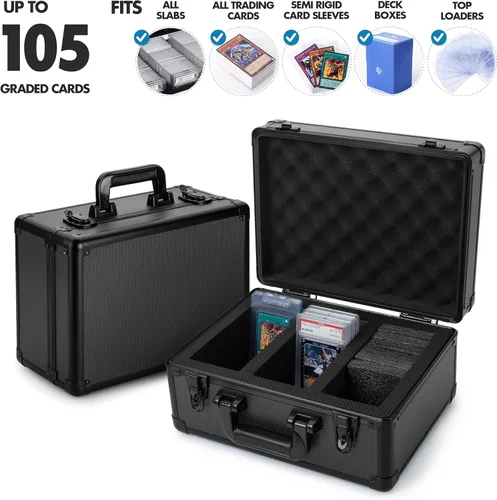 Miniatura 4 de FunGuys Caja de Almacenamiento de Tarjetas Deportivas Clasificadas, Caja de Almacenamiento de Tarjetas Coleccionables, Estuche de Tarjetas Negro