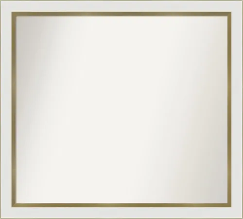 Miniatura 519 de Amanti Art Espejo de baño blanco para sobre el fregadero, 30 x 35 pulgadas, espejo de tocador rectangular estrecho de Eva de oro blanco, marco