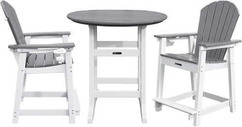 Miniatura 12 de Juego de 5 sillas Adirondack altas de bar para patio, resistentes a la intemperie, HDPE de 35 pulgadas, redondos, taburetes de bar Adirondack, mesa