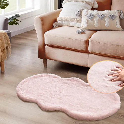 Miniatura 30 de ORINOVA Alfombra de felpa marrón claro beige de 8 x 10 pies para sala de estar, alfombra bohemia esponjosa de piel de conejo grande para dormitorio