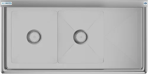Miniatura 8 de KoolMore Fregadero de Preparación y Utilidad de Cocina Comercial NSF de Acero Inoxidable de 2 Compartimentos con Escurridor - Tamaño del Tazón 14" x