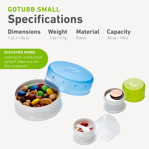 Miniatura 5 de Humangear GoTubb – Recipientes de almacenamiento para aperitivos, artículos pequeños esenciales y equipo de viaje, hechos de materiales seguros