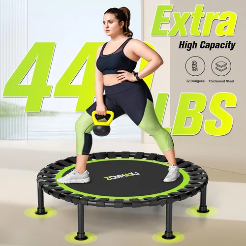 Miniatura 2 de ZCMHAXJ Minitrampolín plegable, trampolín rebotador de 40"/48" para adultos y niños, equipo de entrenamiento de fitness para interiores