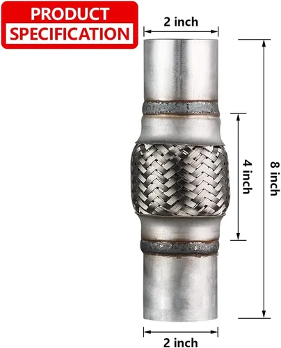 Miniatura 2 de Tubo flexible de escape, tubo flexible de escape resistente de acero inoxidable de 2 x 4 pulgadas, tubo flexible de escape de doble trenza, longitud