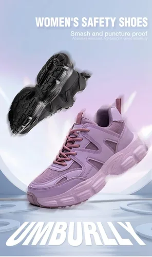 Miniatura 4 de MENGYUXIN Zapatos de seguridad para mujer, botas de seguridad de trabajo con punta de acero, zapatillas de trabajo transpirables, zapatos de trabajo