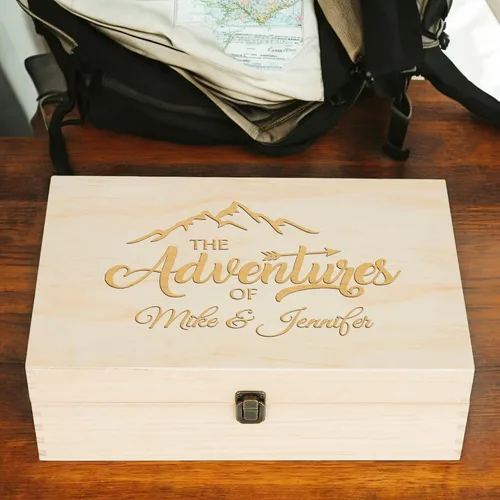 Miniatura 5 de Caja de Recuerdos de Madera Personalizada con Grabado Personalizado Caja de Memoria de Aventura para Parejas Recuerdos de Viaje Fotos Cartas - Cajas