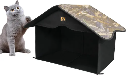 Miniatura 8 de Casa para Gatos al Aire Libre, Refugio Impermeable para Mascotas/Comedor, para Gatos Salvajes/Comunitarios (Camo1)
