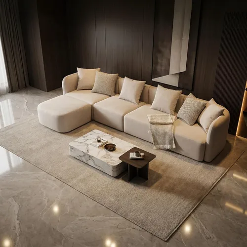 Miniatura 15 de SSC SATITUNCASA - Sofá modular curvo de 102.36 pulgadas, acogedor sofá Boucle para sala de estar, sofá de 4 plazas color crema con almohadas, sofá