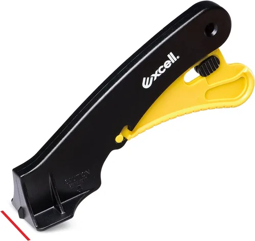 Excell Action Steady-9 Cuchillo utilitario resistente, cortador de caja activado por palanca, cuchillo retráctil manual ergonómico para bricolaje,
