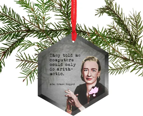 Miniatura 2 de Grace Hopper - Adorno navideño de cristal de científicos famosos