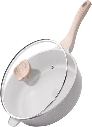 Miniatura 11 de Kordisen Sartén profunda antiadherente con tapa, sartén antiadherente de 10 pulgadas, sartén para saltear para cocinar, utensilios de cocina