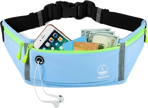 Miniatura 13 de Cangurera delgada para correr para mujeres y hombres, riñonera para correr, cinturón de dinero, soporte para teléfono para correr, deportes, Negro