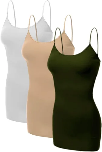 Miniatura 209 de Emmalise Camisola larga casual básica para mujer, con tirantes ajustables, top en capas