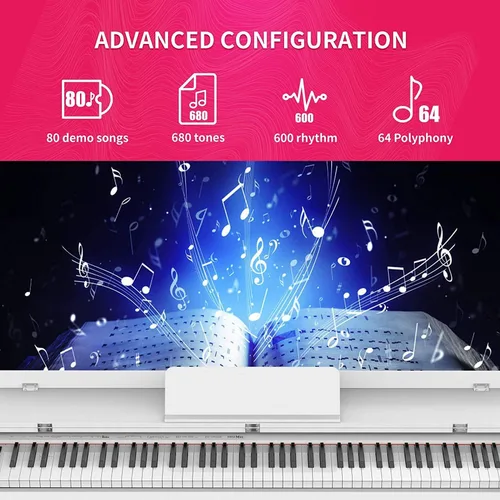 Miniatura 2 de Piano digital con peso de 88 teclas, piano vertical eléctrico con tablero de unidad de 3 pedales, pantalla LCD, teclado multifuncional